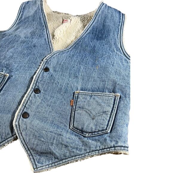 Levi’s 80’s Orange Tab Western Snap Sherpa Lined Denim Vest - Picture 4 of 8